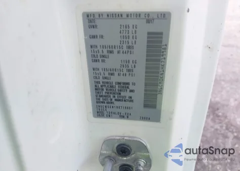 2017 Nissan Nv200 S from USA, damaged, VIN 3N6CM0KN1HK719981